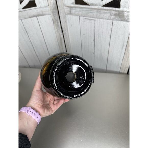 VINTAGE Chinese Lacquer Wooden Vase HAND PAINTED Elephants DECOR - Picture 5 of 7